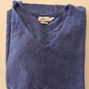 Vineyard Vines Periwinkle Blue Cashmere Women's V-Neck Sweater Medium
